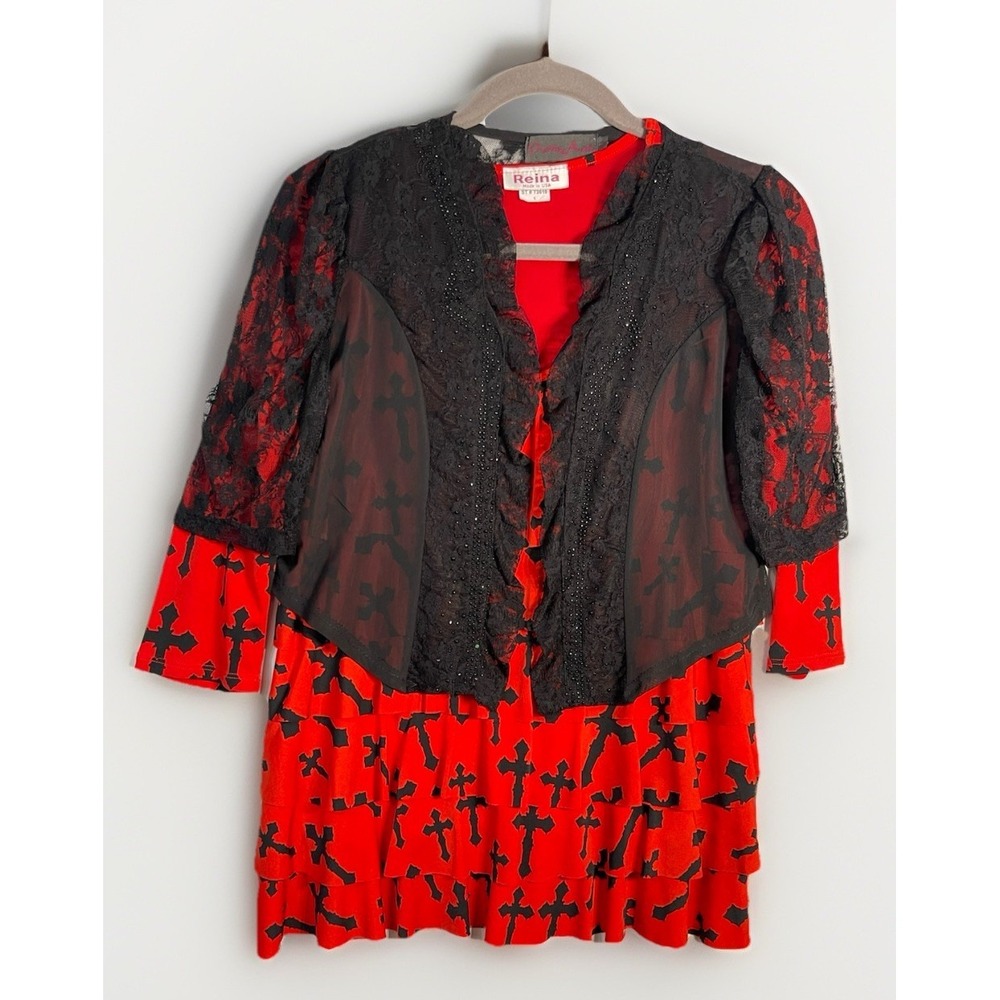 Pretty‎ Angel Silk Blend Lace Vest Black/Reina Cascading Top S~L Red Whimsy Goth - Picture 7 of 8